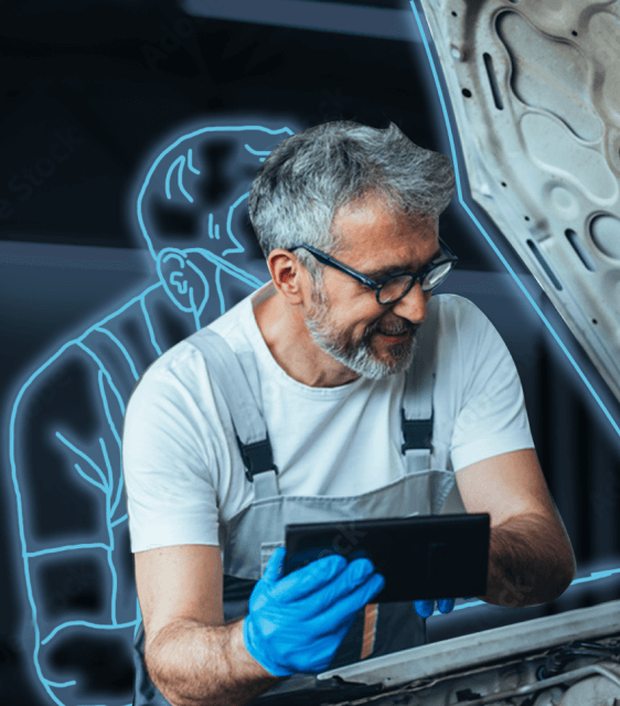 Man servicing vehicle