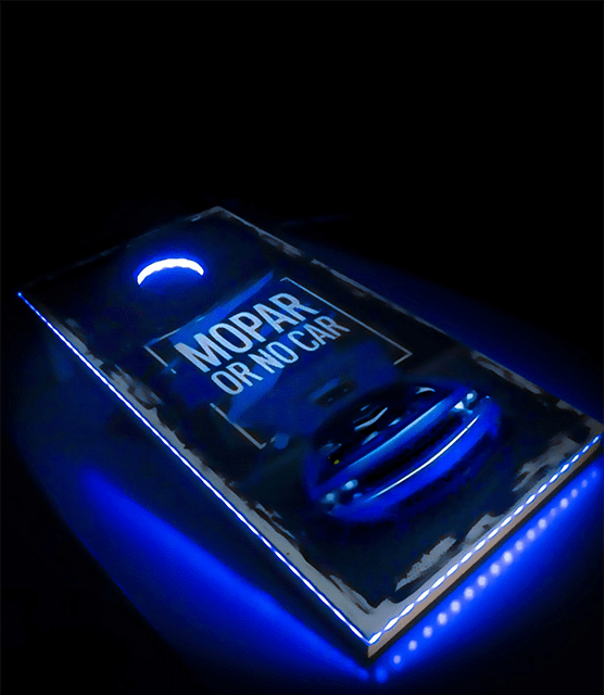 Mopar cornhole deck with LED illumination