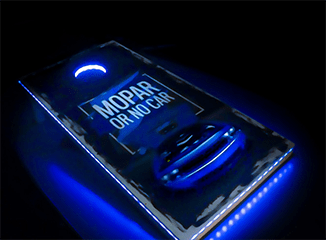 Mopar cornhole deck with LED illumination