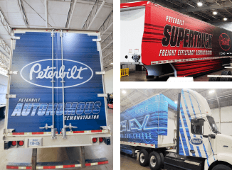 Collage image of truck wraps for Peterbilt trucks