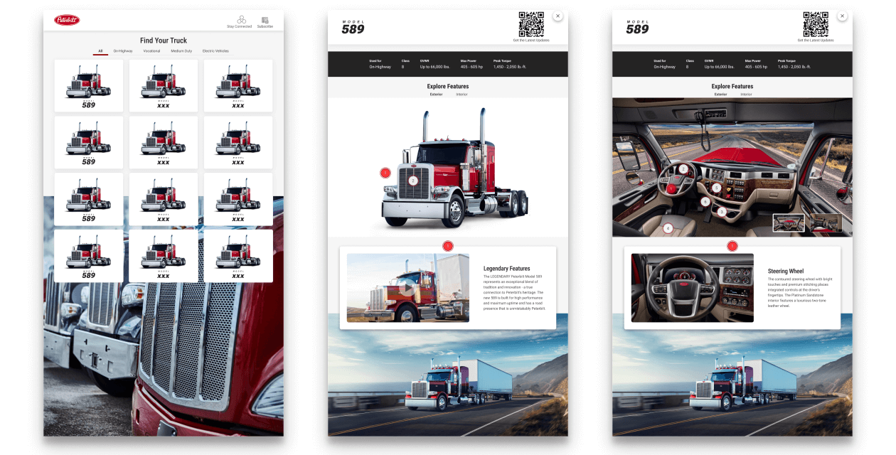 Three mobile examples of digital tools created for Peterbilt