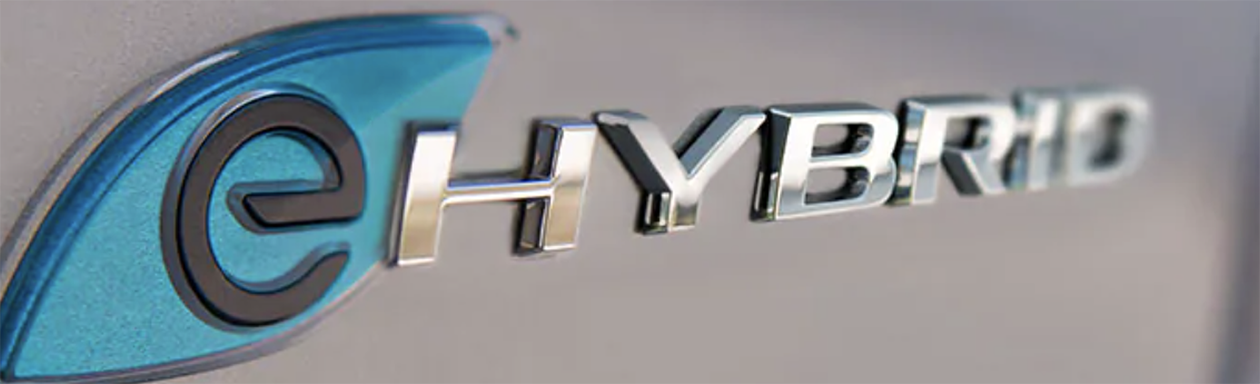 Closeup of Chrysler Pacifica eHybrid logo nameplate